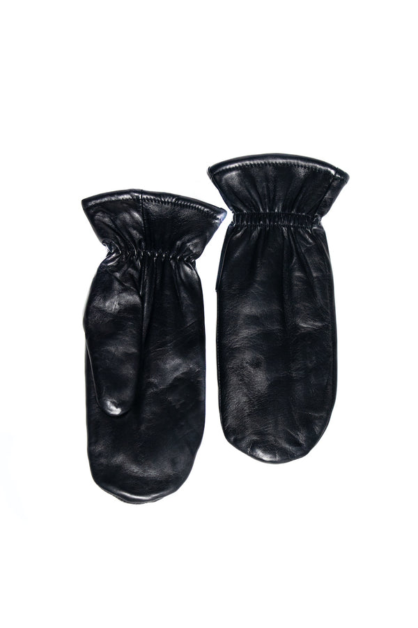 Unisex Leather Mittens | Black